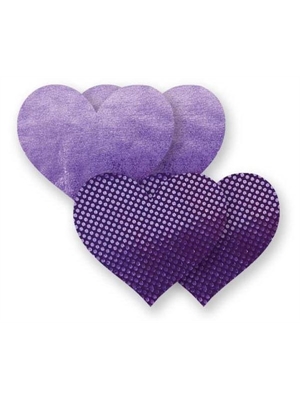 Пара фиолетовых пэстис-сердечек с блестками и пара гладких сиреневых пэстис-сердечек