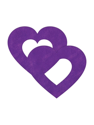 Фиолетовые пестисы на грудь в форме сердец