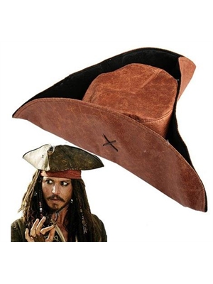 Коричневая треугольная пиратская шляпа